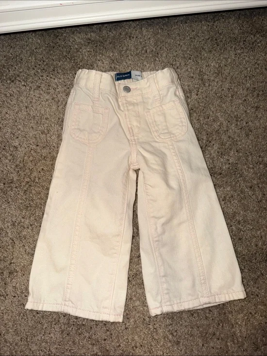 Old Navy Cream Wide-Leg Girls' Jeans