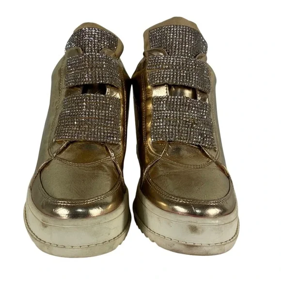 Mojo Moxy Metallic Wedge Sneakers Bundle Gold Silver Rhinestone Skulls Womens 7M