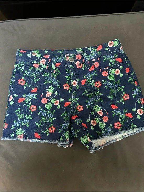 Girls Old Navy Navy Floral Denim Shorts