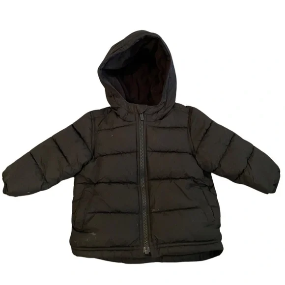 Black fleece lined puffer coat unisex 18-24 months