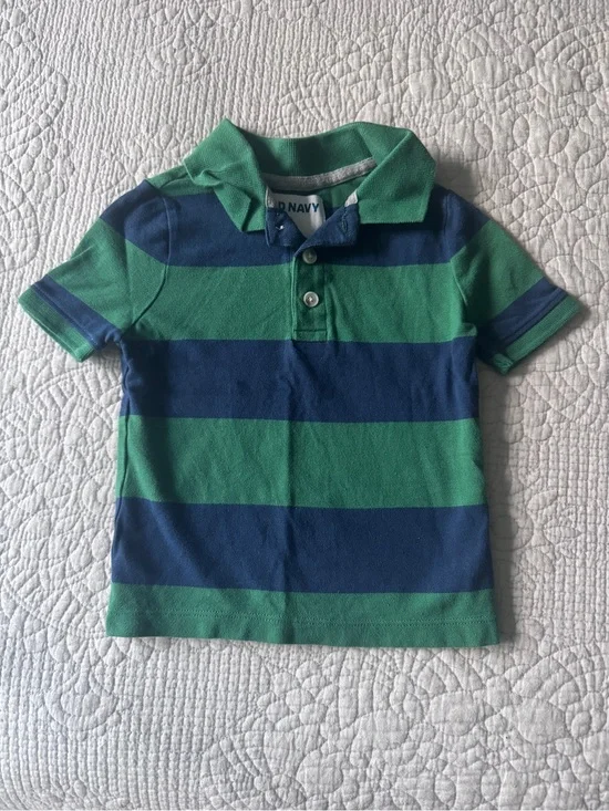 Old Navy Green & Blue Striped Polo