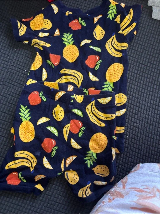 Old Navy Navy Fruit Print Kids Footie Pajamas - Yellow Pineapple & Banana