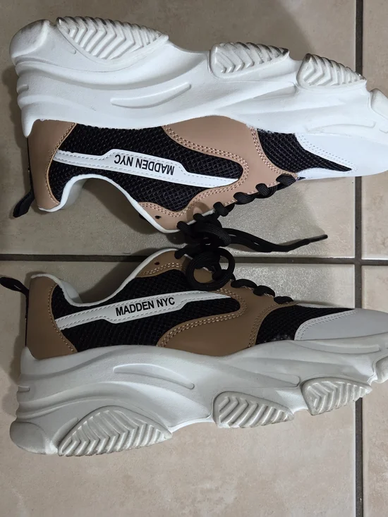 Madden NYC Women's Chunky Sneakers in Black & Tan