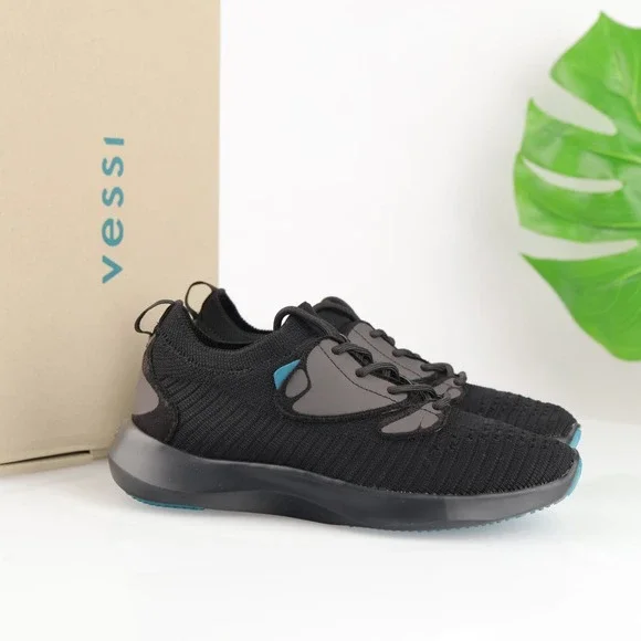 Vessi Womens Everyday Move Sneaker Size 5 Waterproof Black Lace Up Comfort Shoes