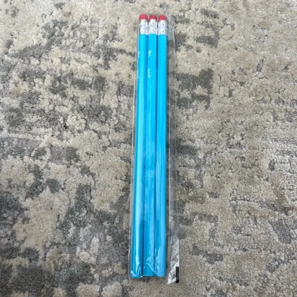 Blue Pencils with Erasers - Set of 3