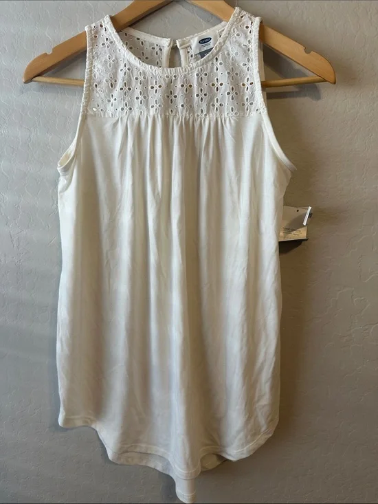 Old Navy Girls White Eyelet Yoke Sleeveless Tunic