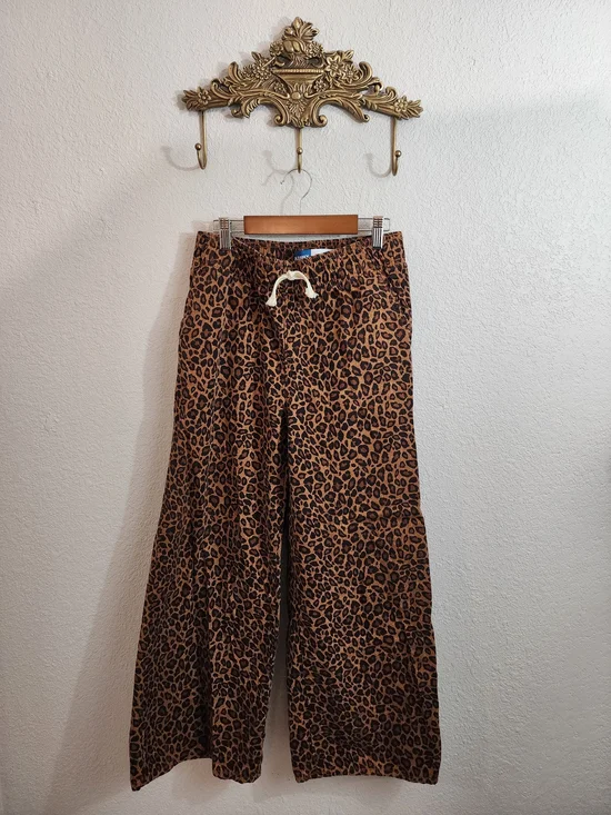Old Navy Girls High-Rise Baggy Wide Leg Pants Leopard Print XL 14-16