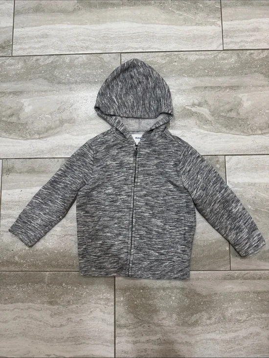 Old Navy Heather Gray Kids Hooded Zip Jacket