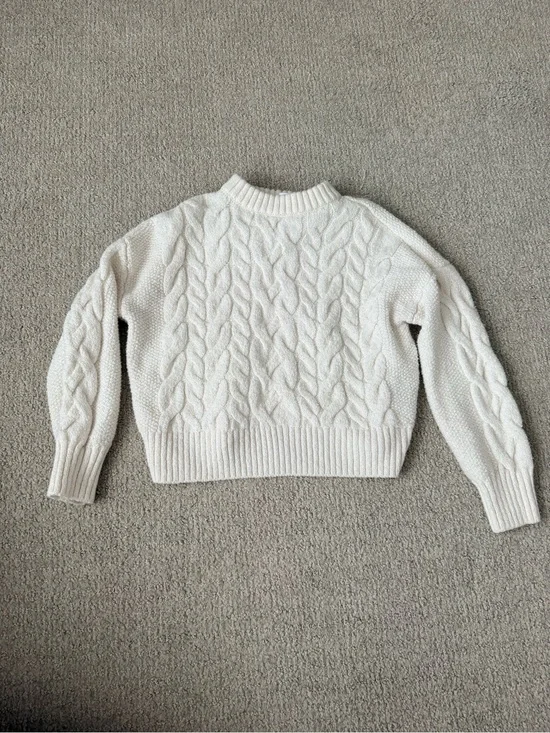 Old Navy Cream Cable Knit Crewneck Sweater - Kids