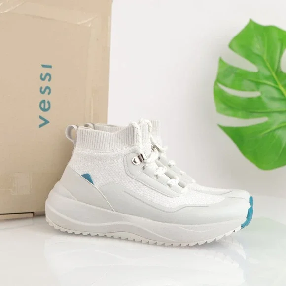 Vessi Womens Stormburst High Top Sneakers Size 6 Waterproof White Lace Up Shoes