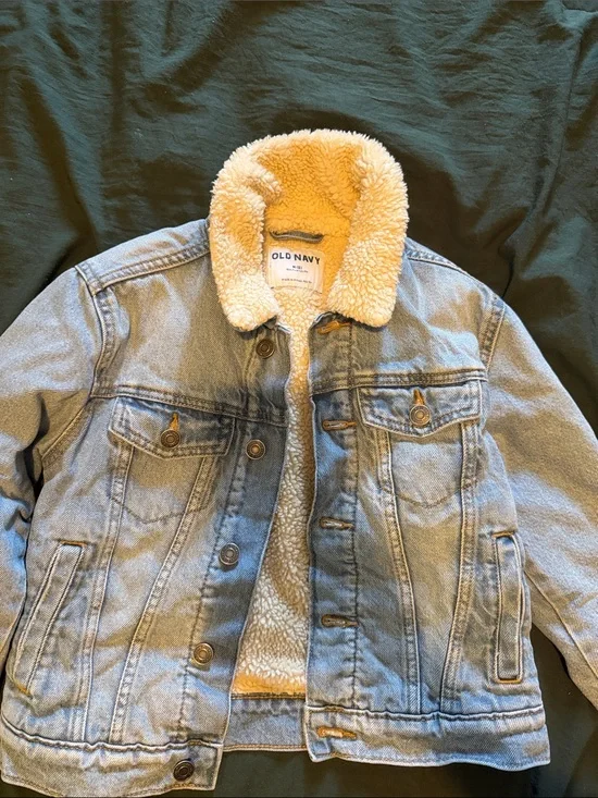 Old Navy Light Blue Sherpa-Lined Kids Denim Jacket