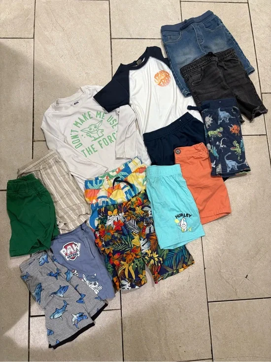 Old Navy Boys Tropical Print Swim Trunks - Green, Blue, Yellow, Coral