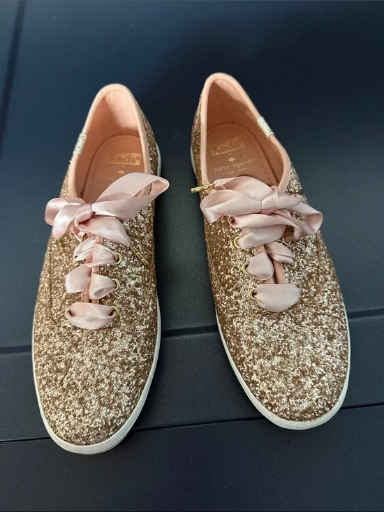 kate spade Glitter Lace-Up Sneakers in Rose