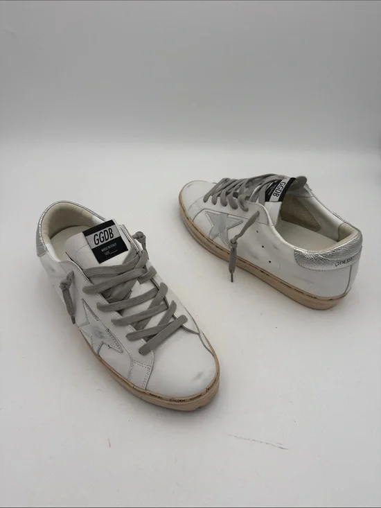 Golden Goose Style GGDB White Leather Sneakers distressed Gray Laces women 42