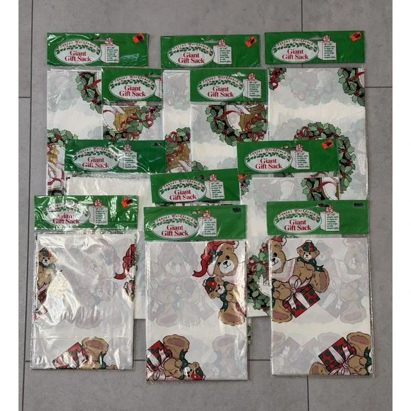 Lot of 11 Giant Christmas Gift Bags- Santa's Workbench- 30