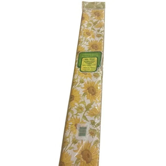 Vintage Tuttle Press Sunflower Gift Wrap 10ft‎ Heavyweight Paper Floral Yellow