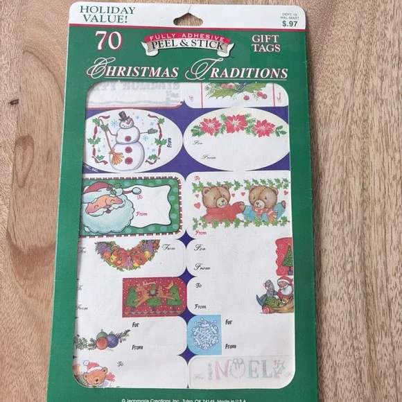 VNTG Jeanmarie Creations‎ Christmas Traditions 70 Adhesive Gift Tags Made In USA