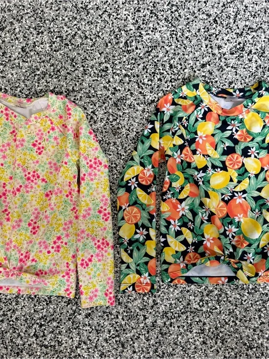 Old Navy Girls' Floral Pink & Citrus Print Rashguards