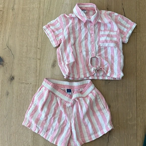 Old Navy girls Matching set High-Waisted Striped Linen-Blend Shorts -- 3.5-inch