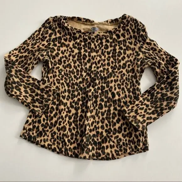 Old Navy Leopard Long Sleeve top 2T waffle knit top