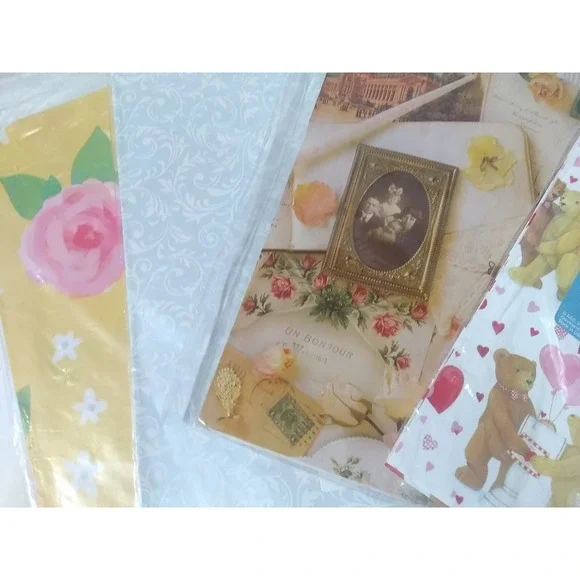 Vintage Wrapping Paper Gift Wrap Lot Of 4 NOS Assorted‎ Occasions READ