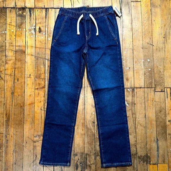 Old Navy Jeans Boys Large Blue Denim Regular Straight Leg‎ Dark Wash Drawstring