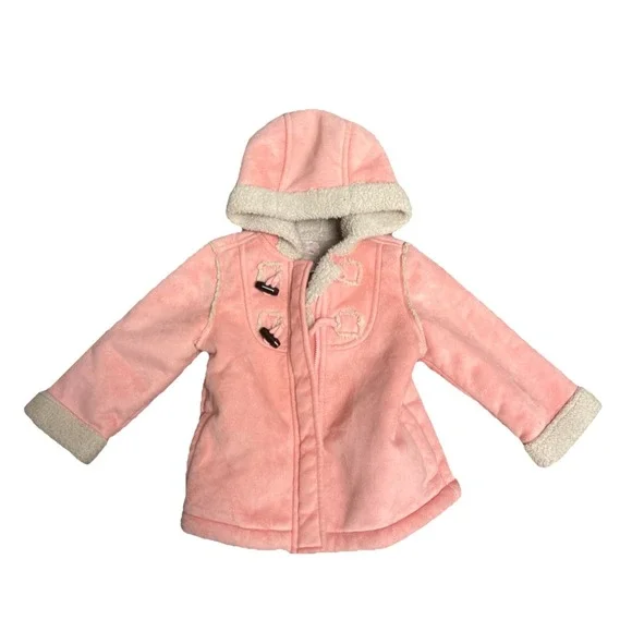 Old Navy Pink Faux Suede Sherpa Lined‎ Toggle Coat Jacket 18-24 Months Excellent