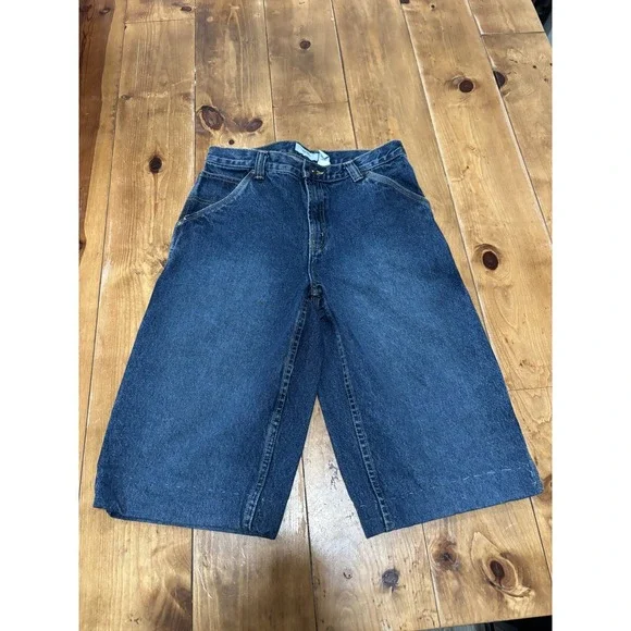 Old Navy Boys Carpenter Denim Shorts Size 18 Blue Pockets Belt Loops