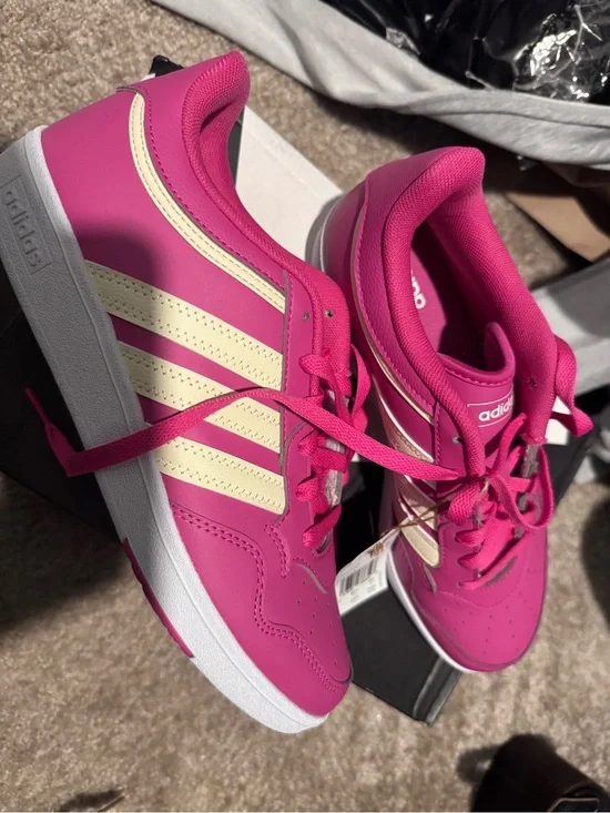 adidas Pink Low-Top Sneakers with Cream Stripes