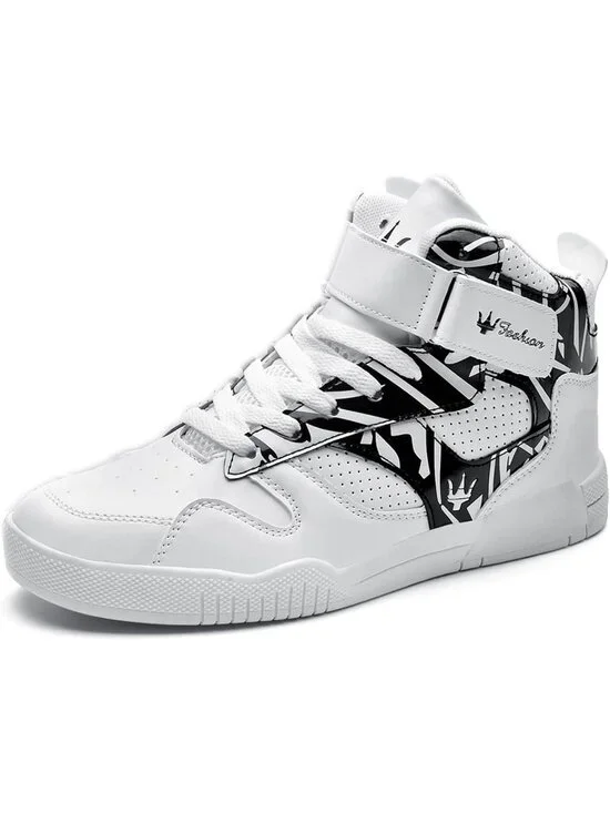 Womens White Black Tennis Shoes Casual Lace Up High Top Athletic Running Sneaker