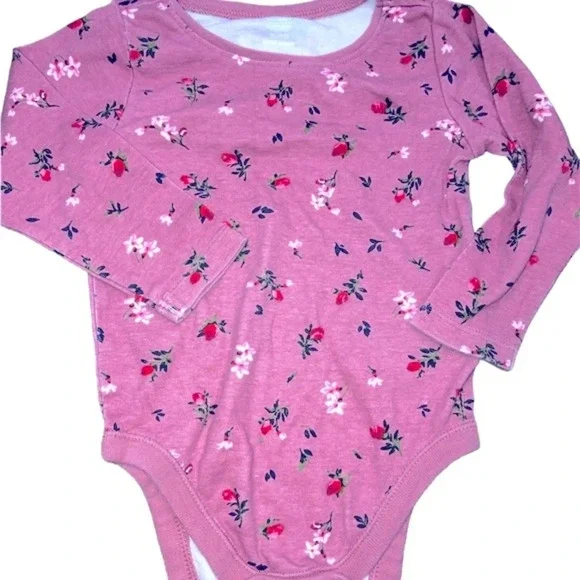 Old Navy pink floral onesie 12-18 months