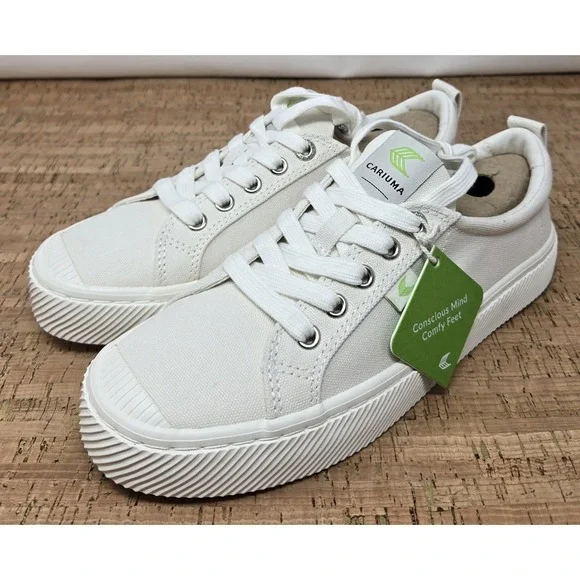 CARIUMA OCA Low Top Off-White Canvas Sneakers Shoes NWT Men's US 7 Womens 8.5