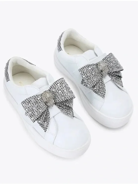 Kurt Geiger Kids Mini Laney Bow Sneakers Size 9 Toddler White Crystal