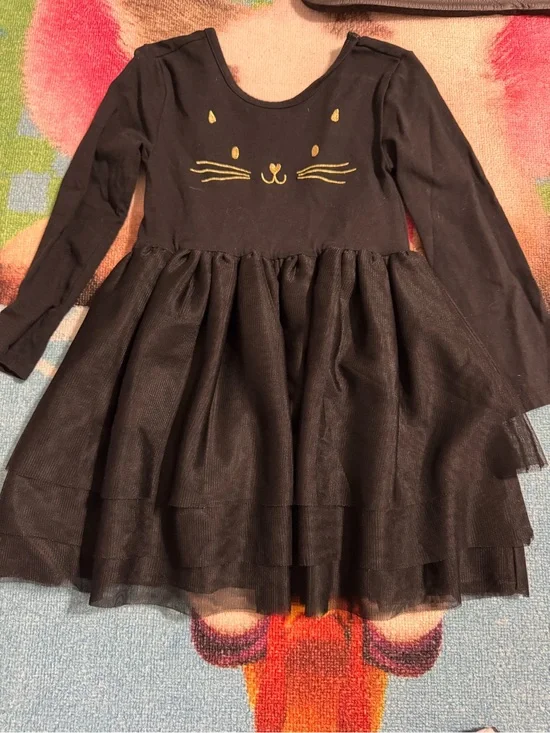 Old Navy Black Dress with Gold Cat Face