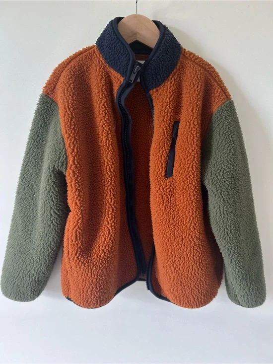 Old Navy Orange Sherpa Jacket with Green Sleeves
