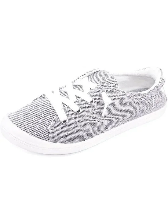 Women's Grey Dot Tennis Shoes Classic Canvas Low Top Athletic Running Sneakers