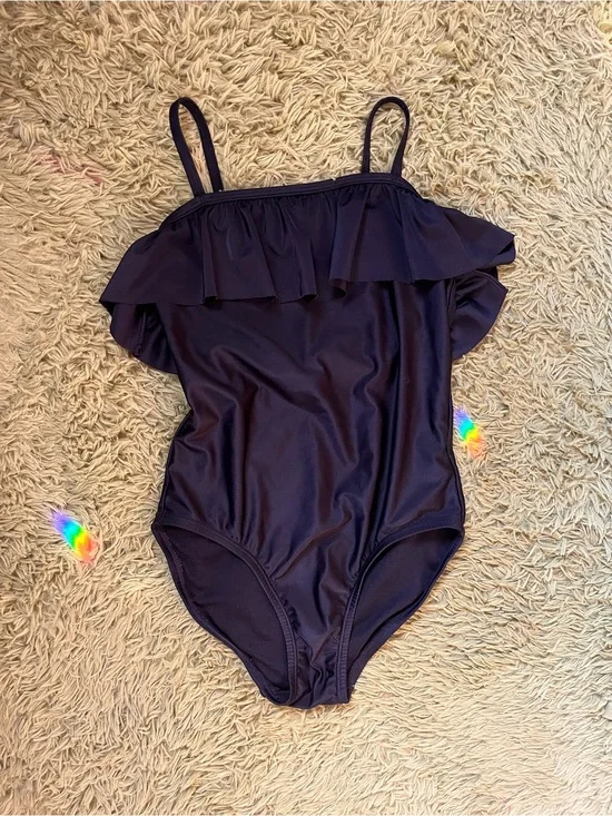 GIRLS BLACK RUFFLE SWIMSUIT|OLD NAVY SIZE: M