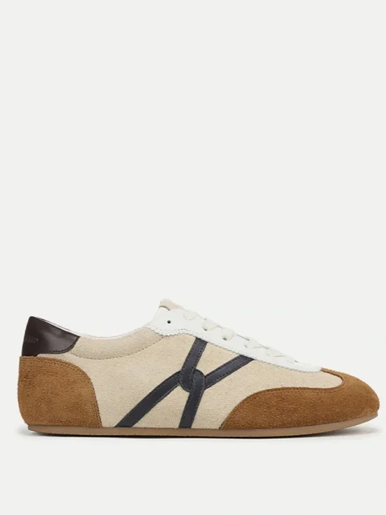 Veronica Beard Beige, Brown & Navy Suede Sneakers
