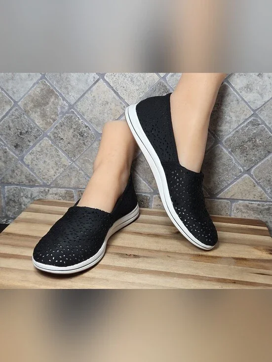Clarks Breeze Emily Black Perforated Slip-On Women's Sneakers - Casual Comfort