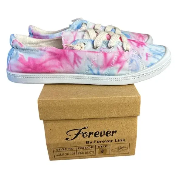 Forever  by Forever Link Tie Dye Womens Sneakers 8 Shoes‎ Pink Blue White NEW