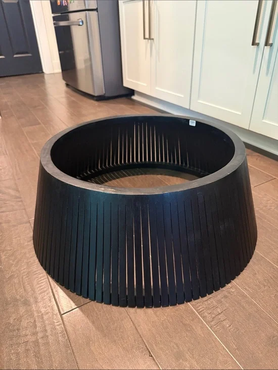 Crate & Barrel Skei Black Wood Christmas Tree Collar 24