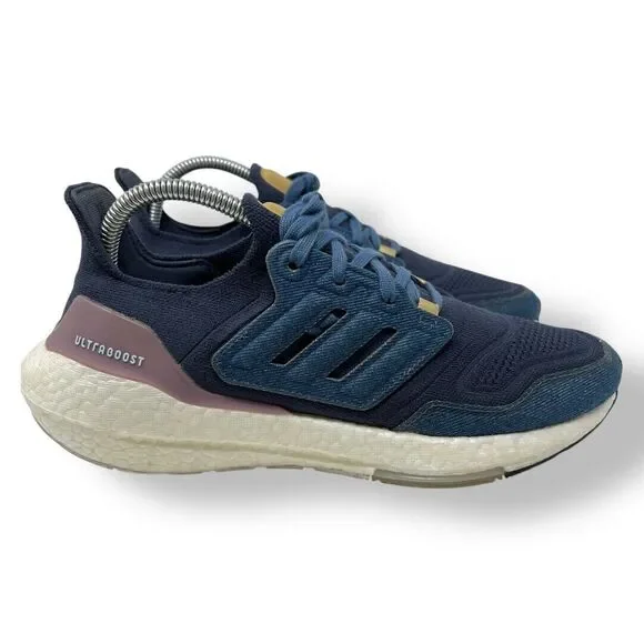 Adidas Ultraboost 22 W Denim Shadow Navy White Women Running Casual Shoes Sz 8