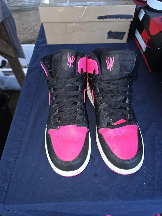 Jordan Women’s High-Top Sneakers in Black and Bright Pink