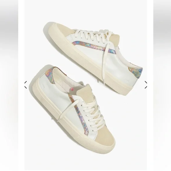 Madewell Sidewalk Low-Top Sneakers Iridescent Leather. Size 7.