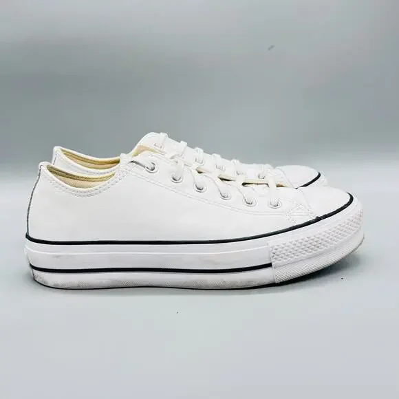 Converse Shoes Womens 10 White Leather Chuck Taylor All Star 2 Low Sneakers
