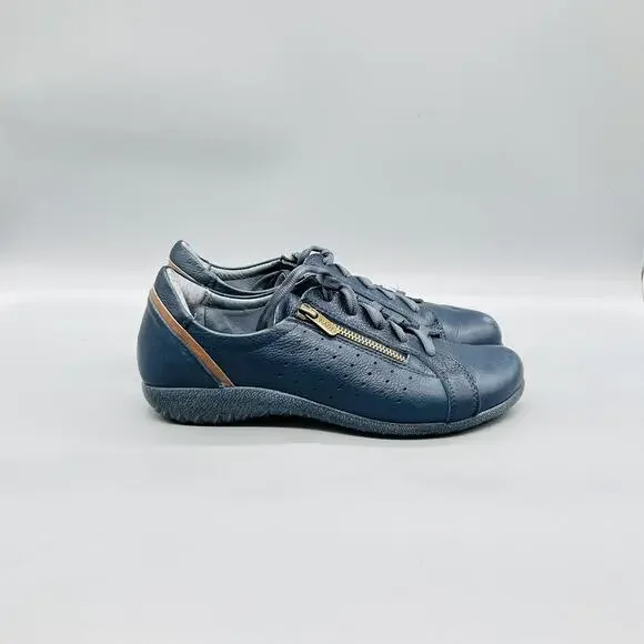 Naot Shoes Women 9 Blue Leather Moko Lace Up Zip Walking Sneakers Comfort Casual