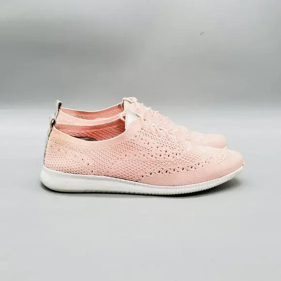 Cole Haan Shoes Women 8.5 Pink Knit Grand OS Stitchlite Low Top Sneakers Comfort