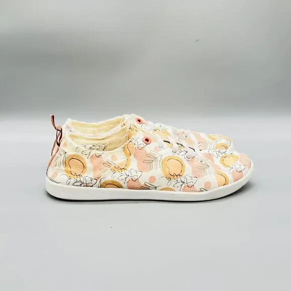 Vionic Shoes Womens 11 Pink Floral Canvas Pismo Lace Up Walking Sneakers Comfort