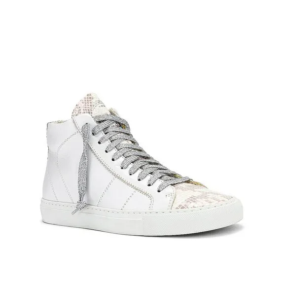 P448‎ Star High Top Sneaker Sunset Snake Embossed Leather Glitter White 39 9