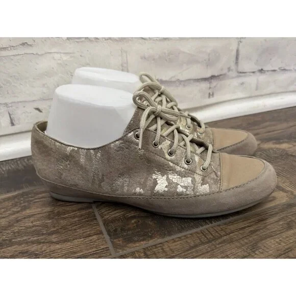 Munro American 9M Petra Taupe Camouflaged Walking Shoe‎ Sneaker Comfort Suede